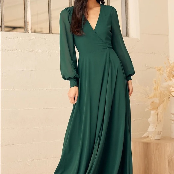 Emerald Green Wrap Dress - Picture 10 of 10
